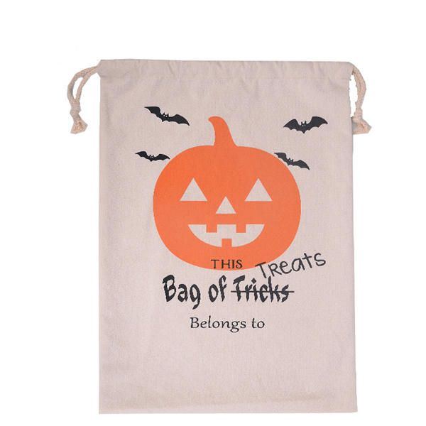 Damen Halloween Tasche Canvas Party Halloween Säcke Kordelzug Süßigkeits Geschenk Tasche