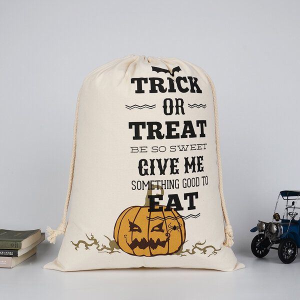 Damen Halloween Tasche Canvas Party Halloween Säcke Kordelzug Süßigkeits Geschenk Tasche