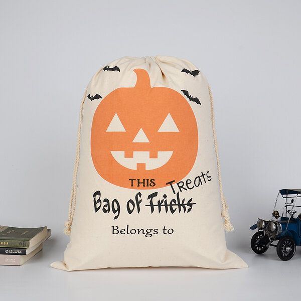 Damen Halloween Tasche Canvas Party Halloween Säcke Kordelzug Süßigkeits Geschenk Tasche