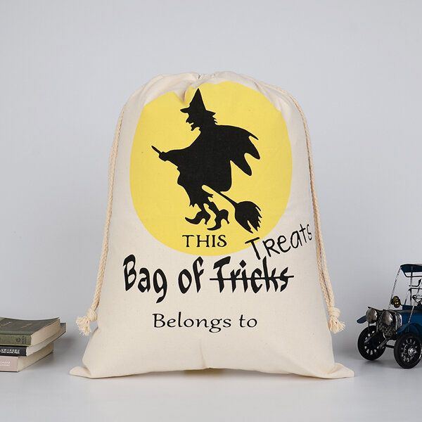 Damen Halloween Tasche Canvas Party Halloween Säcke Kordelzug Süßigkeits Geschenk Tasche