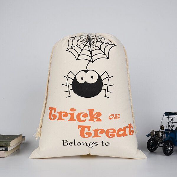 Damen Halloween Tasche Canvas Party Halloween Säcke Kordelzug Süßigkeits Geschenk Tasche