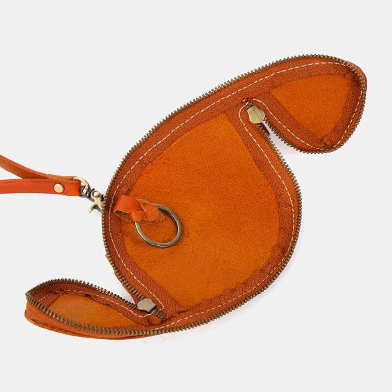 Echtes Leder Für Herren Einfarbig Oval Reißverschluss Retro Schlüsseletui Kartenetui Clutch Taschen