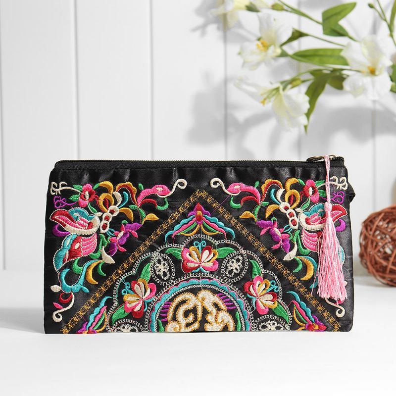 Ethnische Stickerei Blumen Taschen Clutch Beutel Geldbörse Für Damen