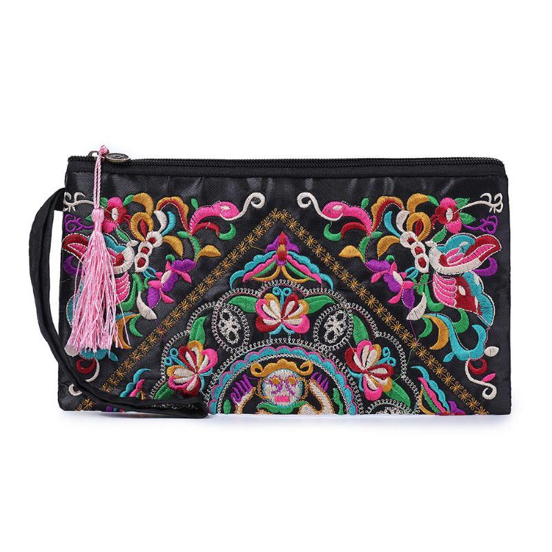 Ethnische Stickerei Blumen Taschen Clutch Beutel Geldbörse Für Damen