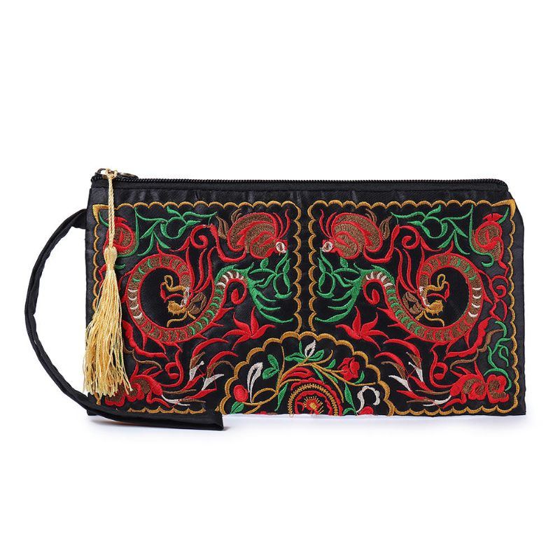 Ethnische Stickerei Blumen Taschen Clutch Beutel Geldbörse Für Damen