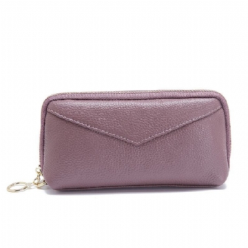 Damen Echtleder Clutch Beutel Reißverschluss Lange Geldbörse Zweifach Geldbörse