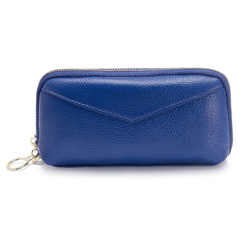 Damen Echtleder Clutch Beutel Reißverschluss Lange Geldbörse Zweifach Geldbörse