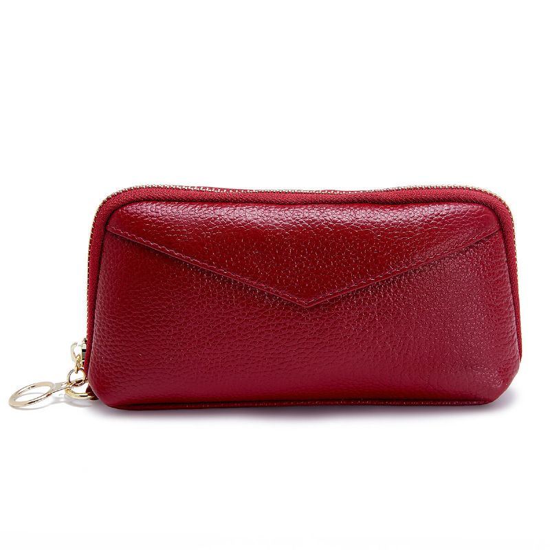 Damen Echtleder Clutch Beutel Reißverschluss Lange Geldbörse Zweifach Geldbörse