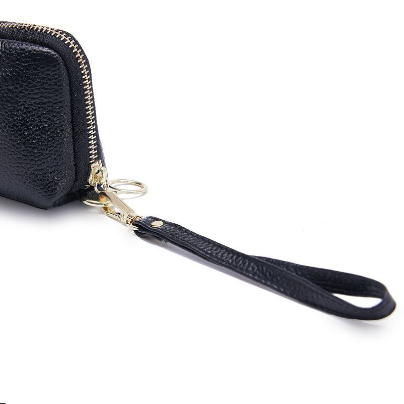 Damen Echtleder Clutch Beutel Reißverschluss Lange Geldbörse Zweifach Geldbörse