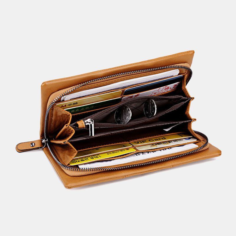 Damen Kunstleder Retro Große Kapazität 6.3 Zoll Handytasche Multi Slot Kartenhalter Clutch Wallet