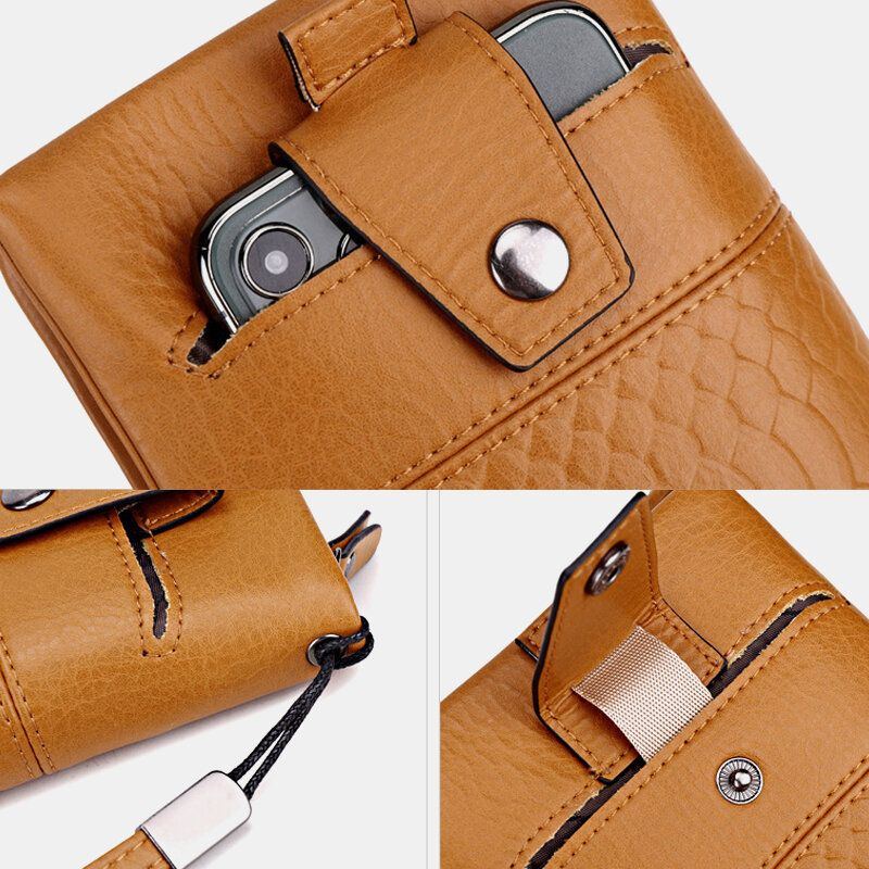 Damen Kunstleder Retro Große Kapazität 6.3 Zoll Handytasche Multi Slot Kartenhalter Clutch Wallet