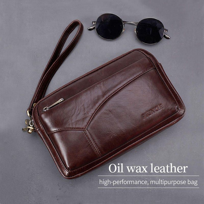 Herren Echtes Leder Clutches Kleine Handytasche Kartenhalter Business Bag