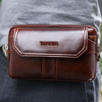 Herren Handtasche Aus Echtem Leder Gürteltasche Handytasche Für 7 Zoll Telefone