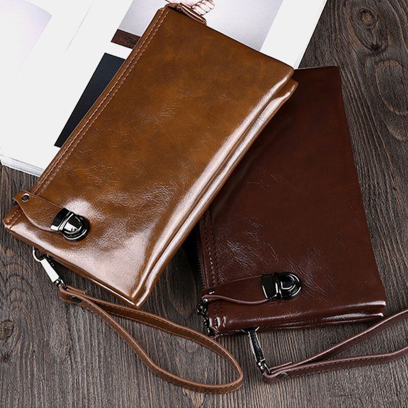 Herren Kunstleder Anti Diebstahl Retro Business 6.3 Zoll Handytasche Hand Carry Wallet Clutch Bag Mit Handschlaufe