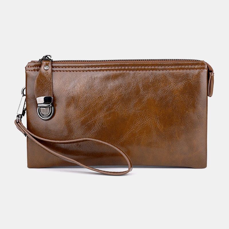 Herren Kunstleder Anti Diebstahl Retro Business 6.3 Zoll Handytasche Hand Carry Wallet Clutch Bag Mit Handschlaufe