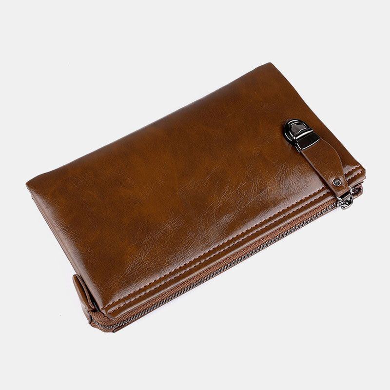 Herren Kunstleder Anti Diebstahl Retro Business 6.3 Zoll Handytasche Hand Carry Wallet Clutch Bag Mit Handschlaufe