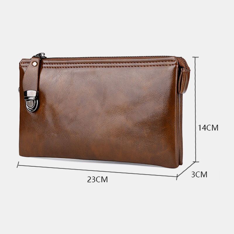 Herren Kunstleder Anti Diebstahl Retro Business 6.3 Zoll Handytasche Hand Carry Wallet Clutch Bag Mit Handschlaufe