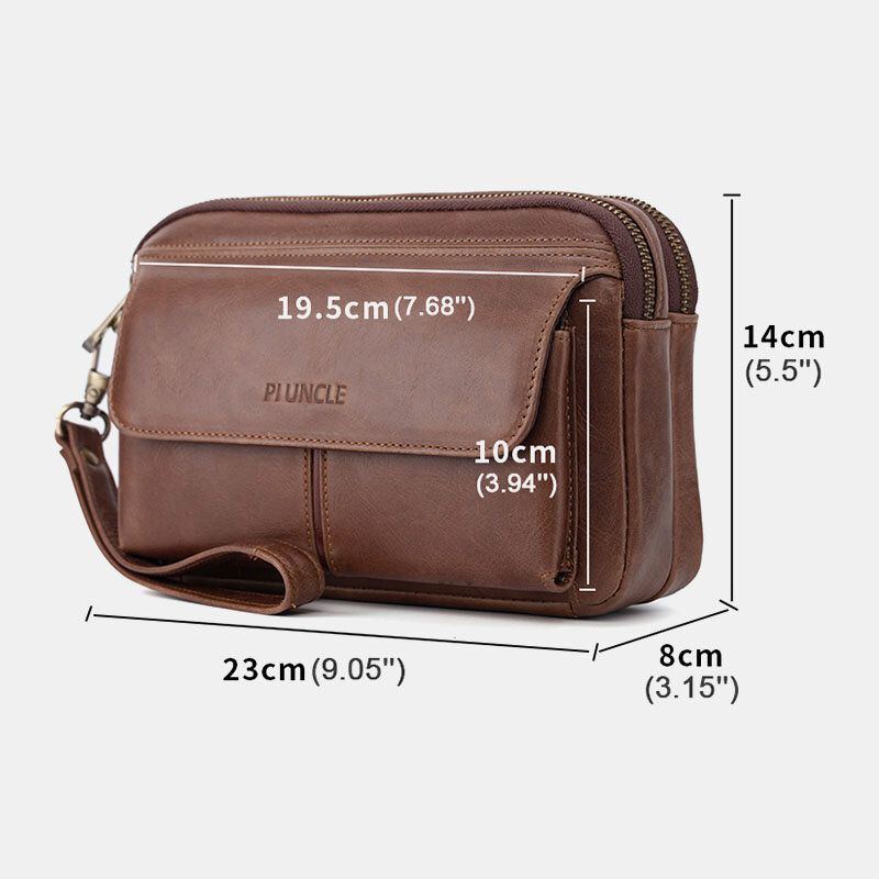 Herren Große Kapazität Multi Kartensteckplatz 6.5 Zoll Handytasche Multifunktionale Echtleder Business Retro Clutch Bags