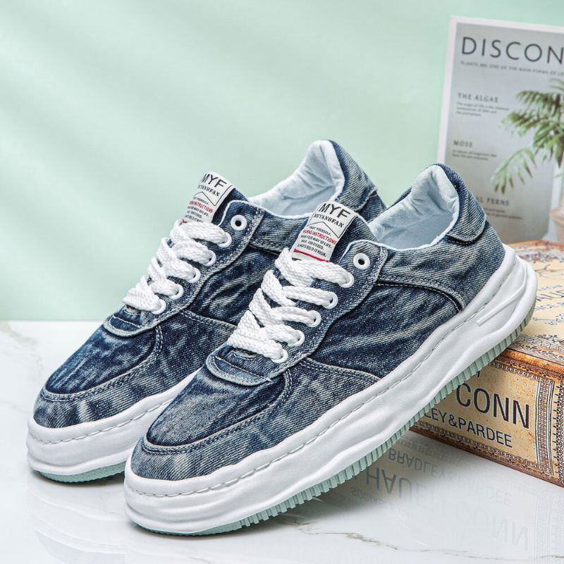 Atmungsaktives Segeltuch Für Herren Mit Bequemer Weicher Sohle Einheitsgröße Kleiner Lässige Sport Denim Pumps