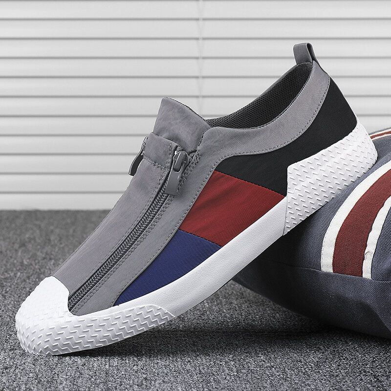 Bequeme Atmungsaktive Canvas Turnschuhe Mit Reißverschluss Für Herren