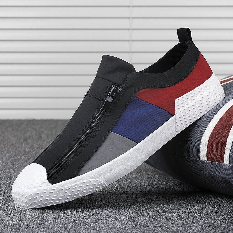 Bequeme Atmungsaktive Canvas Turnschuhe Mit Reißverschluss Für Herren