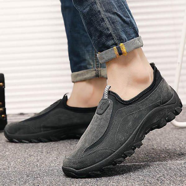 Elastische Slip On Outdoor Wanderschuhe Aus Wildleder Für Herren