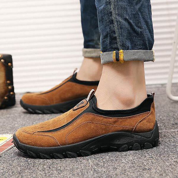 Elastische Slip On Outdoor Wanderschuhe Aus Wildleder Für Herren