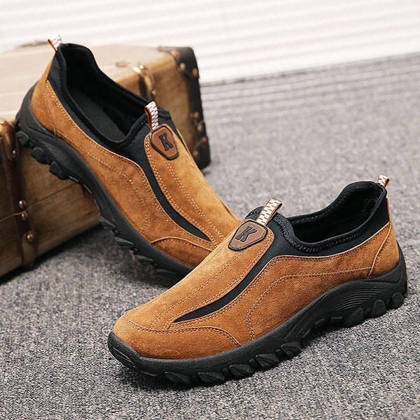 Elastische Slip On Outdoor Wanderschuhe Aus Wildleder Für Herren