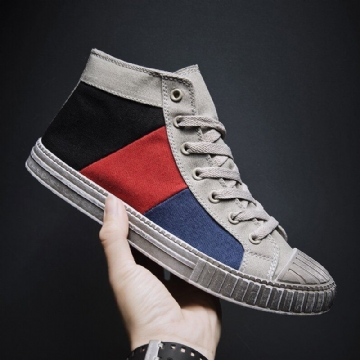 Herren Colorblock Canvas High Top Schnür Sport Casual Trainer