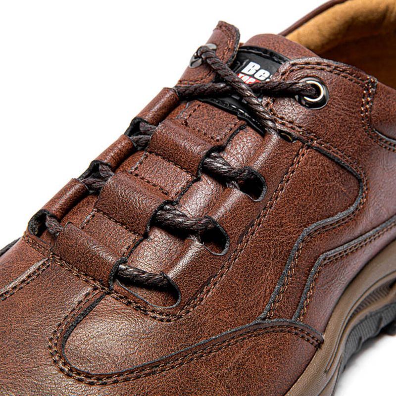 Herren Mikrofaser Leder Rutschfeste Weiche Sohle Zum Schnüren Outdoor Laufschuhe