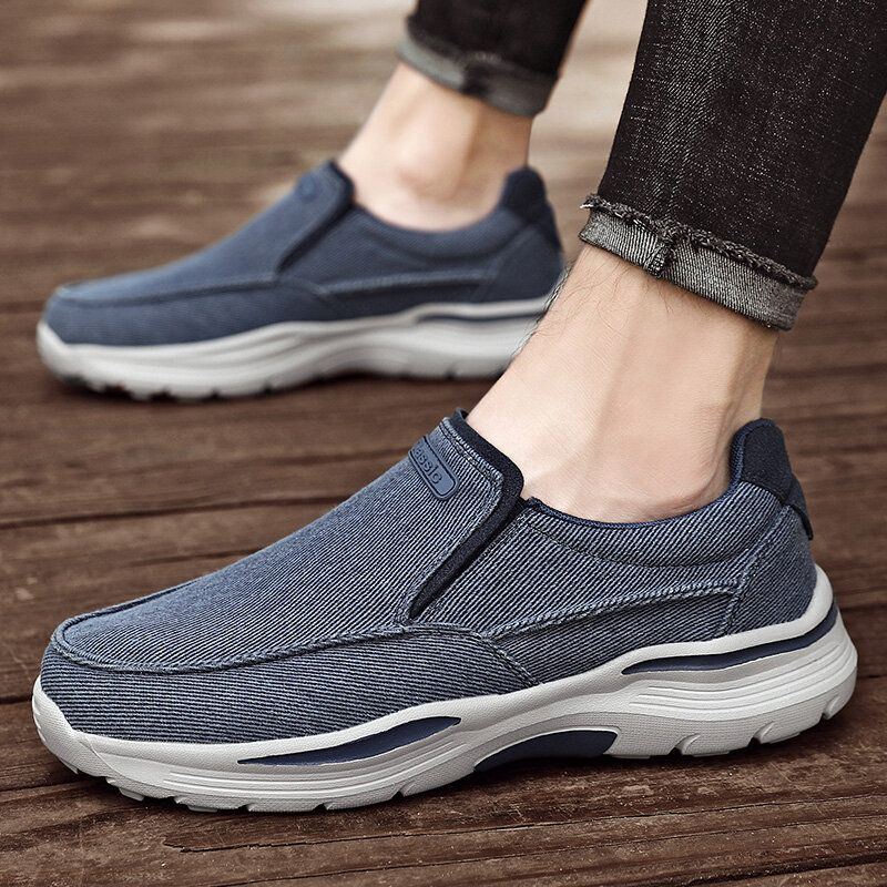 Herren Sport Leichte Plattform Bequeme Slip On Lässige Denim Turnschuhe