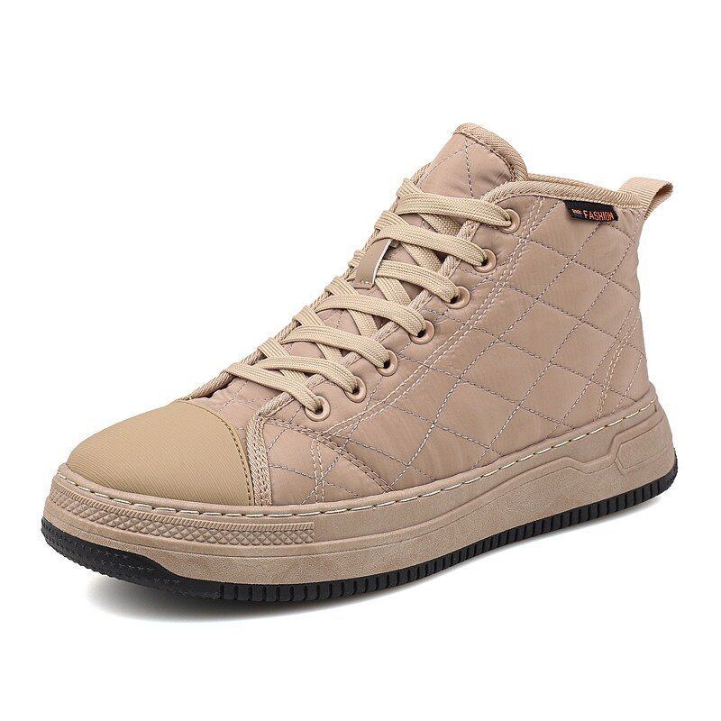 Herren Stitching Plaid Down Cloth Comfy Slipm Resistant Lace Up High Top Sneakers