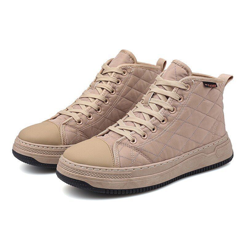 Herren Stitching Plaid Down Cloth Comfy Slipm Resistant Lace Up High Top Sneakers