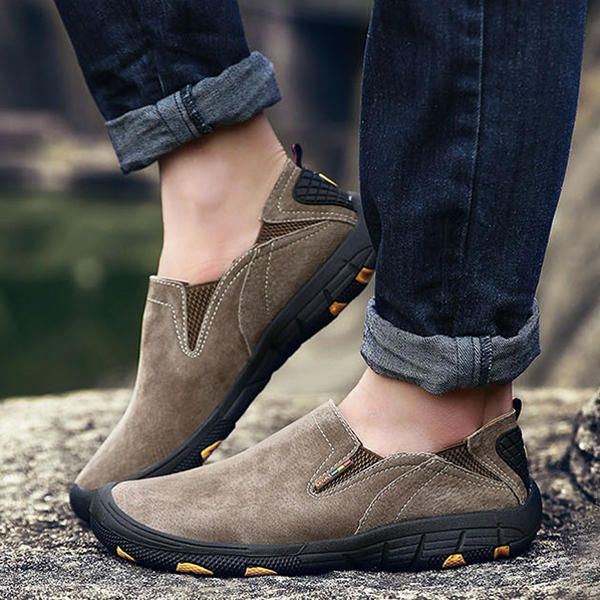 Herren Weiches Leder Bequeme Freizeit Wanderschuhe Verschleißfest Und Rutschfest