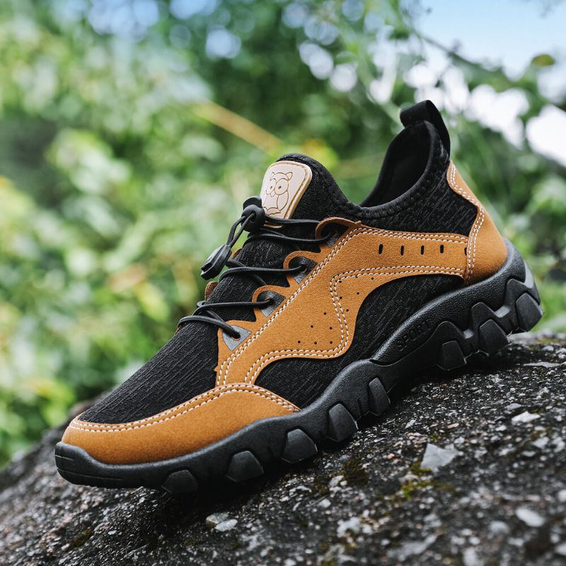 Herren Atmungsaktive Weiche Sohle Elastische Schnürsenkel Trendy Spleißen Outdoor Wandern Lässige Sportschuhe