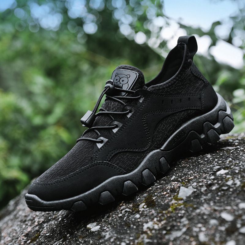 Herren Atmungsaktive Weiche Sohle Elastische Schnürsenkel Trendy Spleißen Outdoor Wandern Lässige Sportschuhe