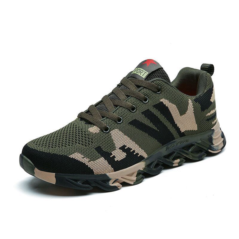 Herren Camouflage Strickstoff Atmungsaktive Rutschfeste Weiche Freizeit Laufschuhe