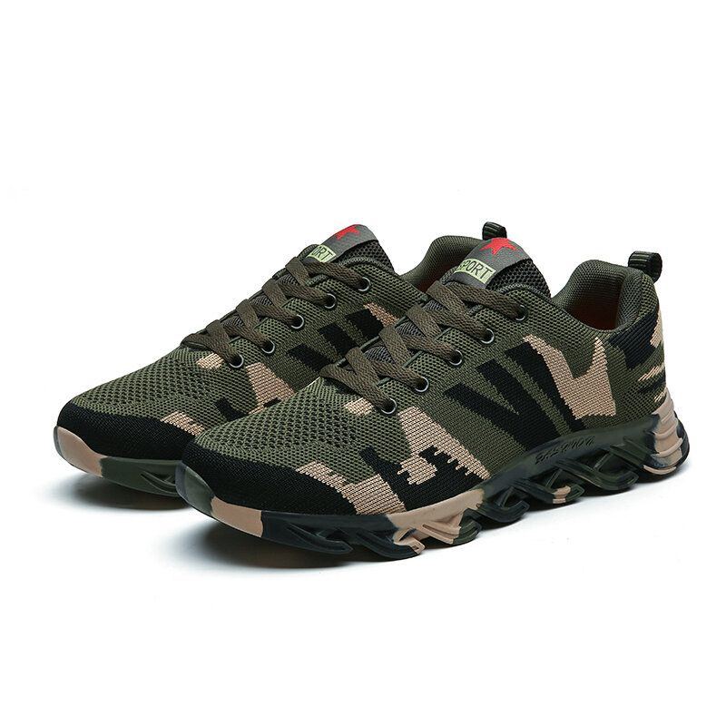 Herren Camouflage Strickstoff Atmungsaktive Rutschfeste Weiche Freizeit Laufschuhe