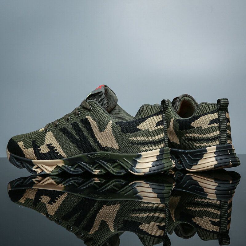 Herren Camouflage Strickstoff Atmungsaktive Rutschfeste Weiche Freizeit Laufschuhe