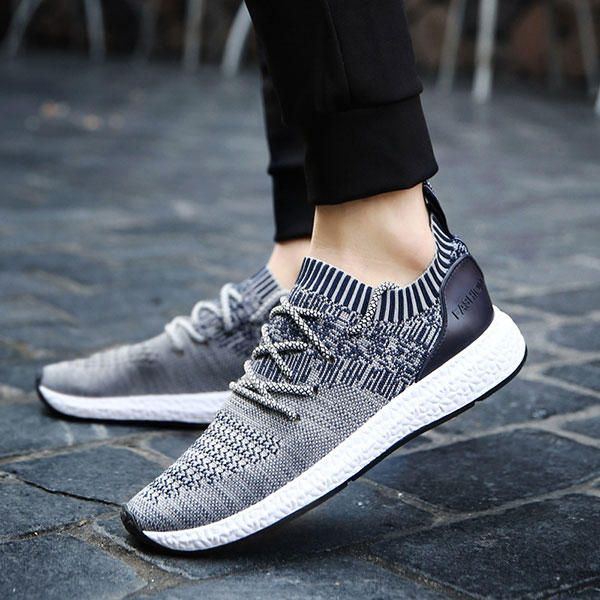 Herren Casual Soft Sole Lace Up Sport Gestrickte Sportschuhe