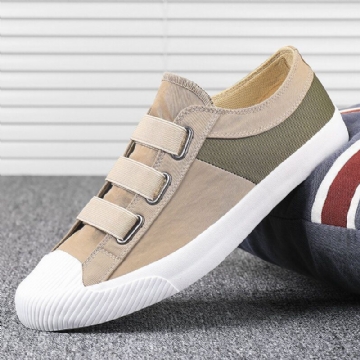 Herren Colorblock Bequeme Atmungsaktive Elastische Band Slip On Casual Daily Canvas Sneakers