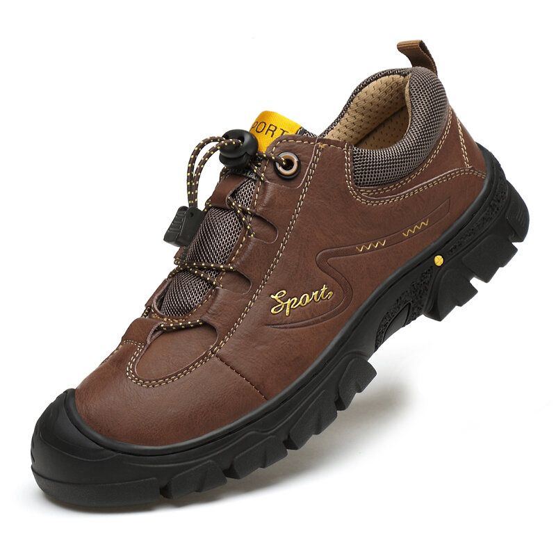 Herren Echtes Leder Rutschfeste Elastische Spitze Lässige Outdoor Wanderschuhe