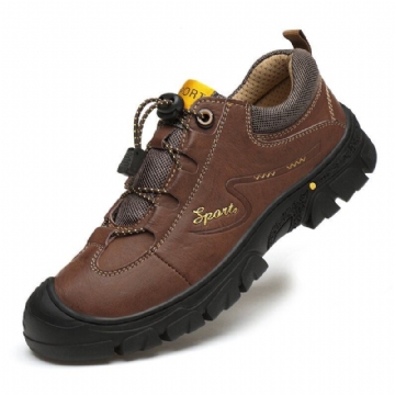 Herren Echtes Leder Rutschfeste Elastische Spitze Lässige Outdoor Wanderschuhe