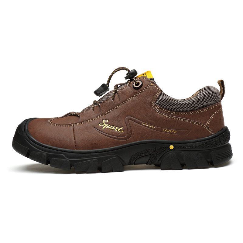 Herren Echtes Leder Rutschfeste Elastische Spitze Lässige Outdoor Wanderschuhe