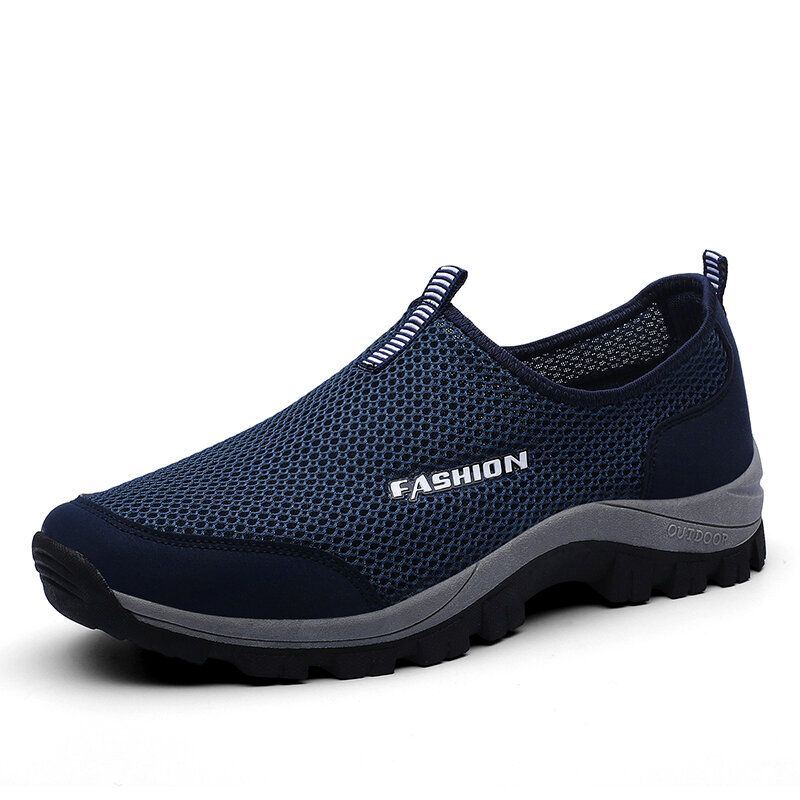 Herren Mesh Atmungsaktive Weiche Sohle Rutschfeste Bequeme Slip On Outdoor Lässige Wanderschuhe