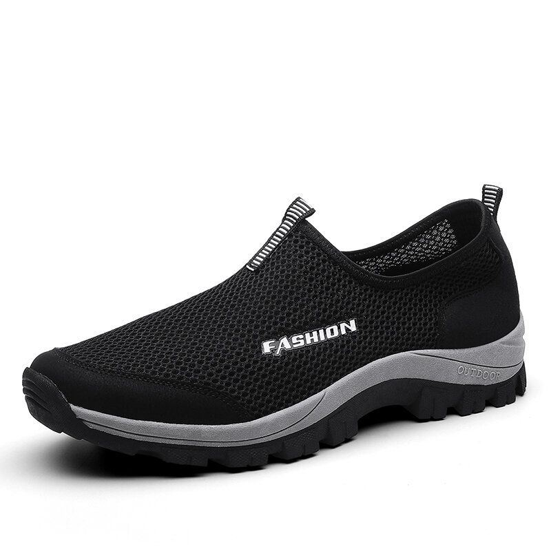 Herren Mesh Atmungsaktive Weiche Sohle Rutschfeste Bequeme Slip On Outdoor Lässige Wanderschuhe