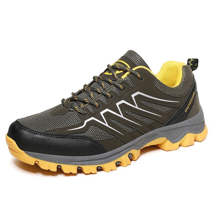 Herren Outdoor Sport Spleißen Mesh Gewebe Bequeme Atmungsaktive Rutschfeste Freizeit Wanderschuhe