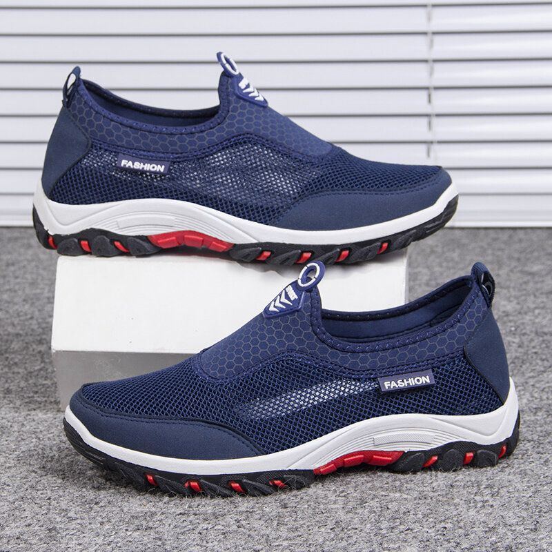 Herren Sport Splicing Mesh Gewebe Atmungsaktive Slip On Casual Walking Schuhe