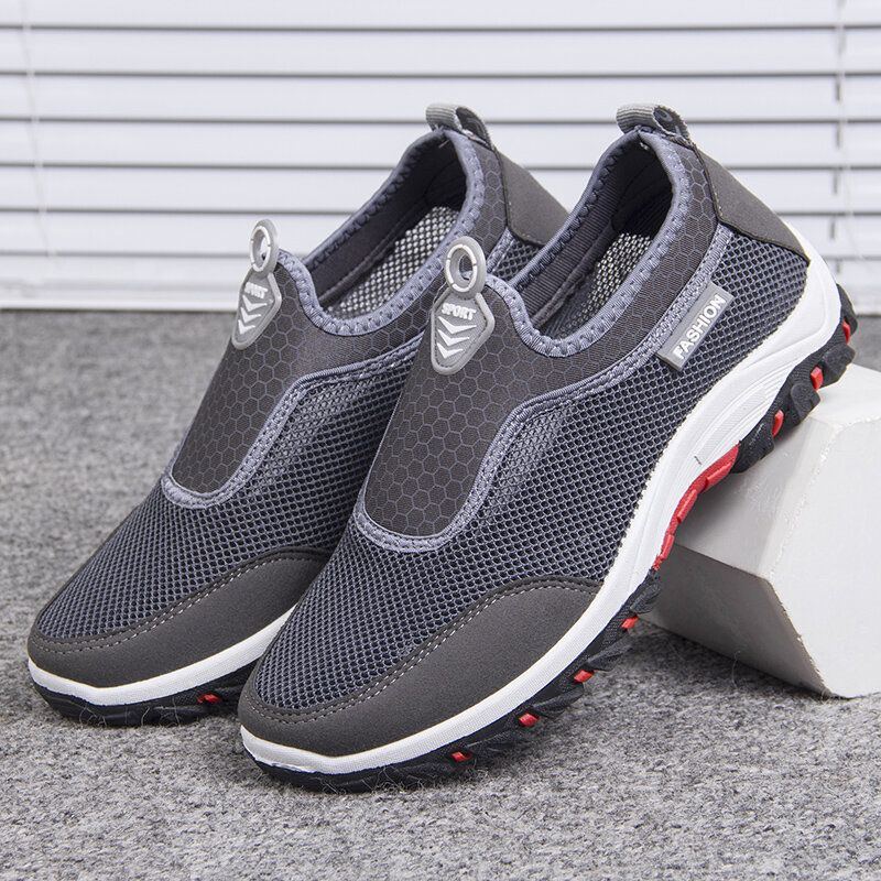 Herren Sport Splicing Mesh Gewebe Atmungsaktive Slip On Casual Walking Schuhe