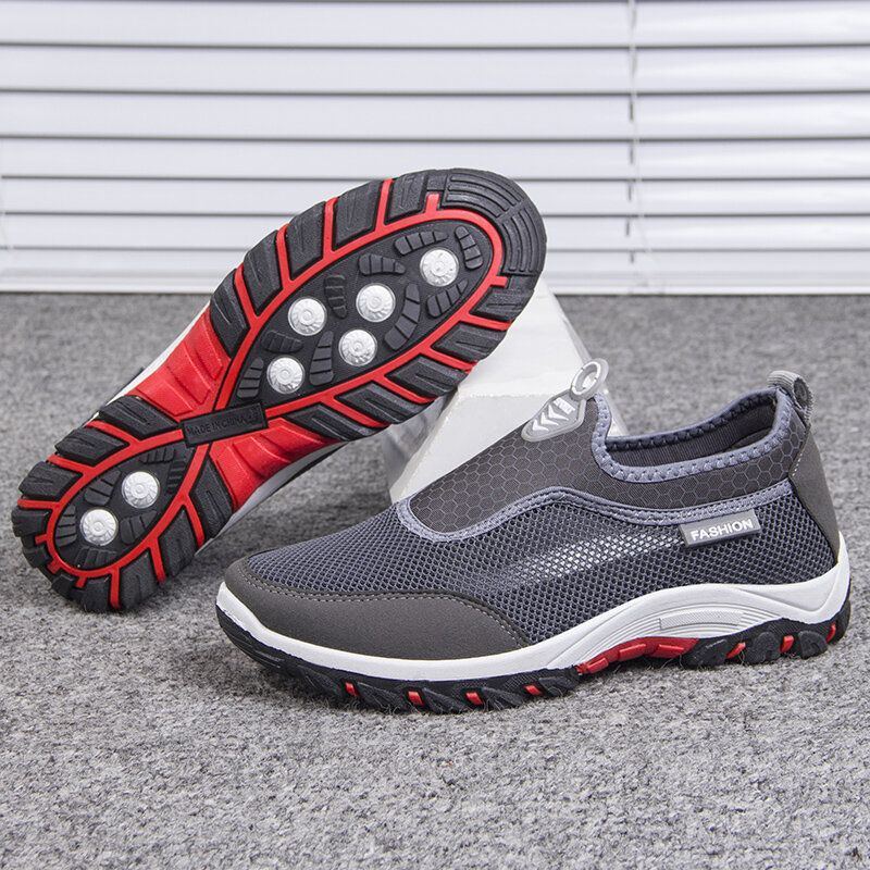 Herren Sport Splicing Mesh Gewebe Atmungsaktive Slip On Casual Walking Schuhe